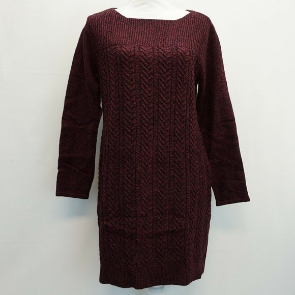 Style & Co Cable Knit Sweater Dress Purple Black L - Picture 1 of 8